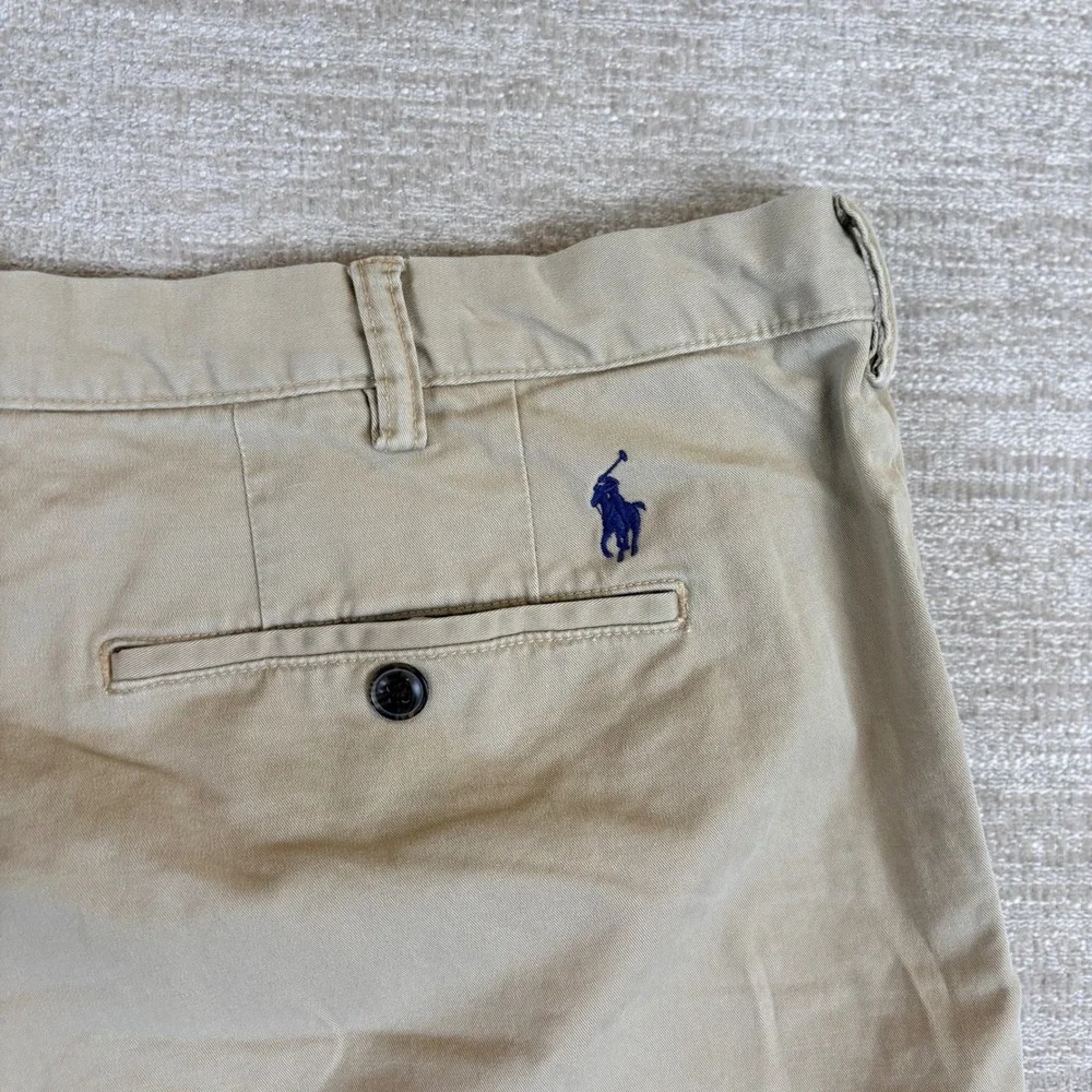 Polo Ralph Lauren Stretch Straight Fit Khaki Shorts Mens 42 Tan Chino EUC Preppy